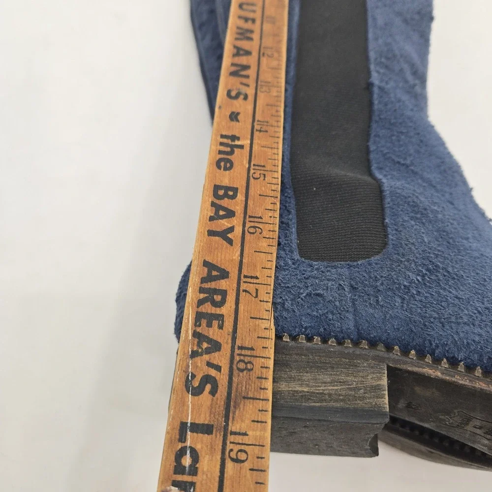 Free People Callow Tall Boot Blue Distressed Blue Suede‎ Sz 38 EU 7 US Back Zip